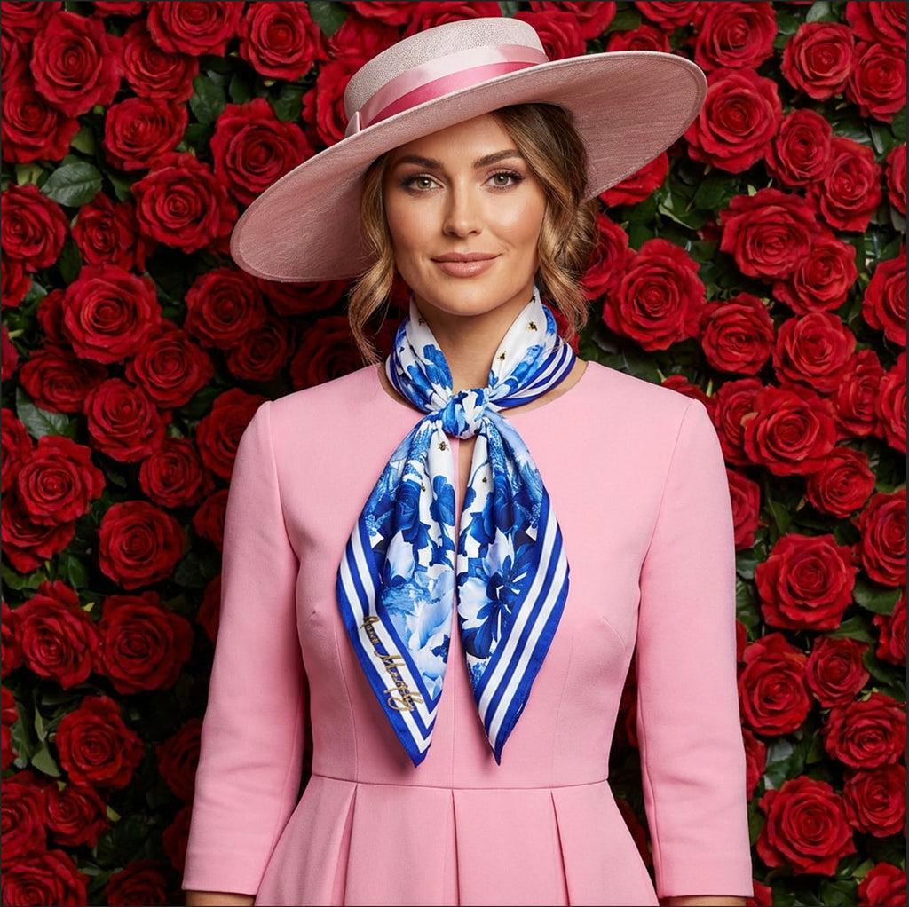 Blooming Blue Silk Scarf