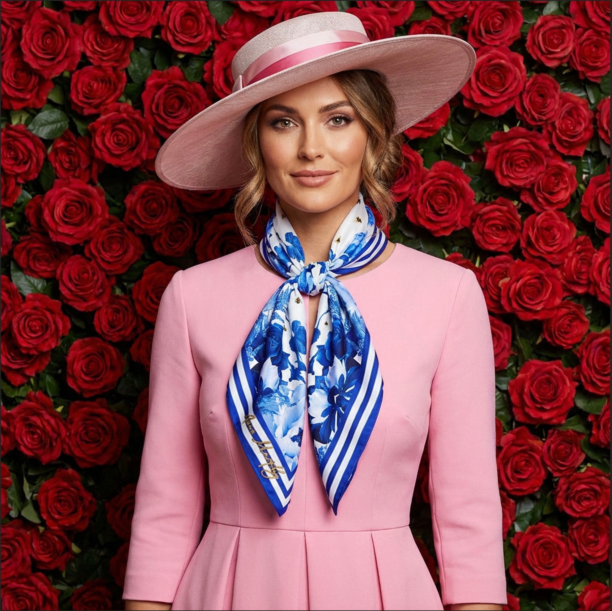 Blooming Blue Silk Scarf